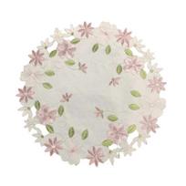 Embroidered Flower Placemat, Round Floral Coaster Placemat, Heat Resistant Table Protector Mat for Dining Table Cup Vase Wedding Party Decoration 15cm A
