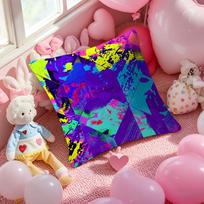 Cyberpunk Gradient Tone Pillow Case Anti-Dustmite Pillowcase Invisible Zipper Silky Short Plush Sofa Cushion Cover Peach skin 18*18(CM)-1Pcs