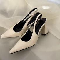 2025 Summer Sexy Women's Sandals Pointed Toe Hollow Patent Leather High Heel Sandals Dress Party Wedding Shoes 35 abrikosas