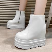Aukštakulniai Moteriški Platforminiai Ankle Boots Pleištai Elegantiški Batai 2025 Žiemos Dizainerio Trumpi Batai Suknelės Siurbliai Zapatillas Mujer 34 balta