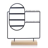 Jewelry Display Stand Iron Earrings Rings Bracelet Necklace Storage Rack With Wood Base Desktop Jewellery Organizer juoda