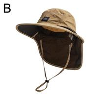 Unisex Summer Wide Brim Waterproof And Quick-Drying Panama Caps Outdoor Visor Bucket Hats Mesh Breathable Sun Hat With Neck Flap M