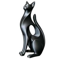 3D spausdinta katės figūrėlė Moderni geometrinė katės skulptūra Minimalistinis meno dekoras prieškambariui juoda