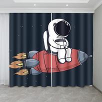 2PC Cool Astronaut Curtains Astronaut Riding Motorcycle Skateboard Printed Curtains for Boys Bedroom Living Room Window Curtains (50Wx50H)x2(CM)&Grommet Top gray