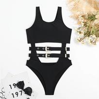 Sexy Tummy Cut Out With Belt One Piece Swimsuit Women Swimwear Female Padded High Leg Cut Bather Bathing Suit Swim S juoda