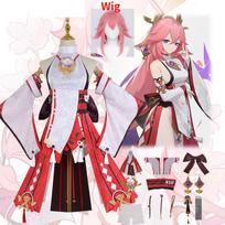 Yae Miko Cosplay kostiumų uniforma perukas Cosplay anime kinų stiliaus Helovino kostiumai moterims žaidimas L-(Full set+wig)