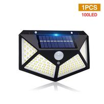 158 LED Solar Wall Lamp Luminouss  With Motion Sensor Human Induction Courtyard Waterproof Stairs Outdoor Wall Light 100LED-1PC