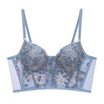 French Embroidery Sexy Underwear Women's Thin Tank Top with Big Breasts and Small Push-up Bra Body Shaping M