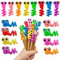 15-Pack Big Eyes Pencil Toppers-Featherless Novelty Party Favors, Soft Rubber Pen Grip for Classroom Prizes, Holiday Gifts, and Party Supplies Pack of 15 įvairiaspalvis
