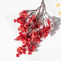 Dirbtinės gėlės Vyšnių žiedai Gipsofilė Netikros gėlės Pasidaryk pats Vestuvės Namų Vazos Dekoracija Dirbtinių gėlių šaka 1 Piece raudona