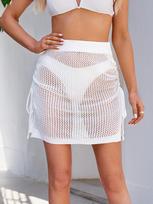 Sexy hip hugging skirt with hollowed out perspective short skirt, spicy girl with drawstring and split half skirt, female summer S balta