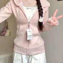 In-Stock Slim 2025 Zip-Up Hoodie Cardigan - New Style, Versatile & Trendy from Taiwan Small šviesiai rausvos spalvos