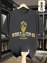 2026 USA-Canadian Cup, FIFA Football Print Men's Short-sleeved T-shirt, a Fashionable and Trendy Item for Football Fans, Outdoor Fashion Apparel S pilka