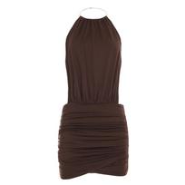 New summer women's clothing metal ring hanging neck sexy backless lace-up dress hip skirt XS ruda