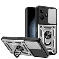 Case for Realme C71 C75 C83 C85 C51 C53 C61 C63 Note 80 70 C67 C65 10 11 14 Pro Plus 16 15 14T 15T with Sliding Lens Cover and Rotating Stand Realme C83 sidabras