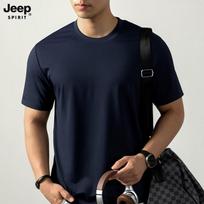 JEEP SPIRIT Men's Round Neck Short Sleeve T-Shirt L tamsiai mėlyna spalva