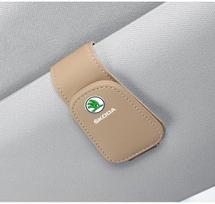 KCV5  Car Interior Sun Visor Eyeglasses Holder Sunglasse Clip For Skoda Yeti Fabia Superb Octavia Scala Enyaq Rapid Kodiaq Kamiq Karoq