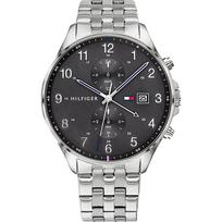 Tommy Hilfiger 1791707 men's watch Silver strap Black dial 44mm + box