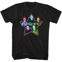 NSYNC Star Colors Black Adult T-Shirt XL