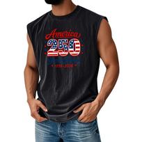 Sleeveless Crew Neck Tank Top with America 250 Years of 1776 2026 Graphic Print for Men Casual Fit L juoda