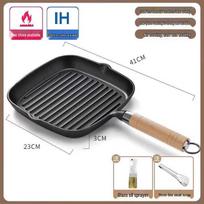 Qī Wēi Cast Iron Striped Steak Frying Pan