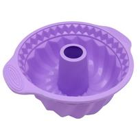 Silicone Bundt Cake Mold Non-Stick Round Baking Pan with Handles for Chiffon Cake Bread Loaf Mold Oven Use One Size violetinė