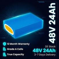 48V 24Ah Elektrinio dviračio baterija Vokietijos sandėlyje, 3000mAh 13s8p Ličio elementų komplektas su 50A BMS 4A XT60 Greitas įkrovimas Fat Tire MTB 48 V 24Ah