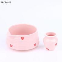 2/4/5 vnt. Širdelės lipdukas Keramikos matcha rinkinys, mielas matcha rinkinys apima matcha dubenėlį, matcha plakiklį ir laikiklį, bambukinį samtėlį, sietelį 4pcs