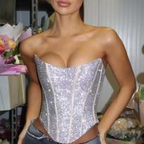 Women's Sexy New Top Sleeveless Tight Wrap Chest  Zipper Waist Cincher Bustier Bodyshaper Tops S balta