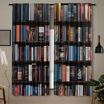2 vnt. Senovinio bibliotekos lentynos rašto karnizo kišenės užuolaidos, Poliesterio pongee, Pusiau permatomos ritininės reljefinės užuolaidos, Skalbiamos mašinoje, C 60×150cm