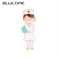 „Blucome“ emalio slaugytojo figūrėlės sagės, skirtos moterims, medicininės sagės smeigtukai balta