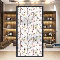 Chinese Style Flower Bird Window Film Home Bathroom Decor Frosted Window Stickers Static Cling Stained Privacy Glass Film 40x100cm white