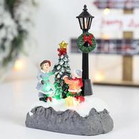 LED Kalėdų kaimo papuošalai Mikropeizažas, dervos figūrėlės, dekoracijos Kalėdų senelio pušies adatos, sniego vaizdas, šventinė dovana