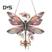 Kamanė Akrilo Pakabinamas Ornamentas Spalvinga Kamanė Langui Saulės Gaudyklė su Metalinėmis Grandinėlėmis Namų Sodui Verandai Dekoravimui 15x15cm