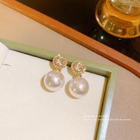 Elegant Shiny Crystal Imiation Pearl Drop Earrings for Women Golden Color Girl's Unusual Earrings Wedding Party Retro Jewelry auksas