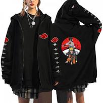 Naruto Men's Cardigan Hooded Sweatshirt Uchiha Itachi Anime Men Women Streetwear Harajuku Akatsuki Hoodies Sweatshirt Clothes XS juoda