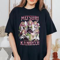 Mitsuri Kanroji Kimetsu no Yaiba Demon Slayer T-Shirt Anime Graphic Tee Vintage S gray