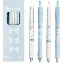 4pcs Butterfly Retractable Gel Ink Pen Set, Black Ink, Office Essential, Sky Blue Series, Stylish, Quick-Drying, 0.5mm Tip, Smooth and Fluent Writing