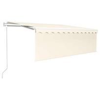vidaXL Automatinė markizė su uždanga/LED/vėjo jutikliu, kreminė, 4x3m