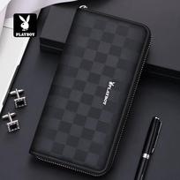 Playboy Men's Multi-functional Leather Long Wallet black