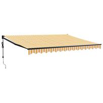 vidaXL Automatinė ištraukiama markizė, geltona ir balta, 4x3m