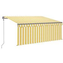 vidaXL Markizė su uždanga/LED/vėjo jutikliu, geltona/balta, 3x2,5m