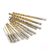 A34R Twist Drill Bits Set,13Pcs 1.5-6.5Mm High Speed Steel Titanium Coating, Hexagonal Handles For Wood Metal Plastic