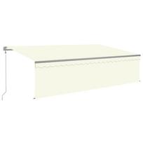 vidaXL Automatinė markizė su uždanga/LED/vėjo jutikliu, kreminė, 5x3m