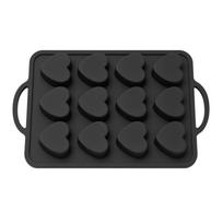 Heart Shaped 12 Cavity Silicone Muffin Pan with Steel Frame for Baking Mousse Cupcakes Brownies Cakes and Pastries Non Stick Bakeware Tool juoda