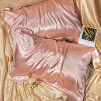 Solid Color Double-sided Silk Pillowcase Mulberry Silk Ice Silk Beauty Pillowcase Single Silk Wide-edge Pillowcase 48x74cm [one pack] leopardo rašto spalva