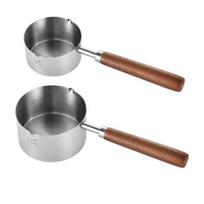 2 vnt. Matavimo šaukštas medine rankena Gyvūnų maisto samtis 125 ml/250 ml Nerūdijančio plieno Matavimo puodeliai Šaukštas Kava Maisto gaminimas Matavimo samtis 2pcs
