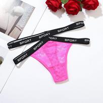 Sexy Lace Cross Belt High-Split Transparent Thong Briefs 9003 Small rožinė raudona spalva