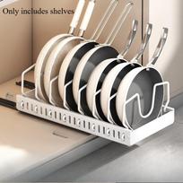 Pull Out Pots and Pans Organizer Under Cabinet, Sliding Lid Holder and Pan Rack in Kitchen, Slide Out inside Cabinet Storage balta