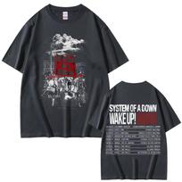 System of A Down Wake Up Tour T Shirt Men Women Vintage Rock  Short Sleeve T Shirt 90s Alternative Metal Merch Tshirts S